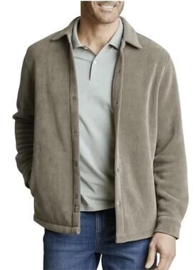 Copper & Oak Men's M Light Brown Snap Front Stretch Fleece Shirt Jacket HR12-6
